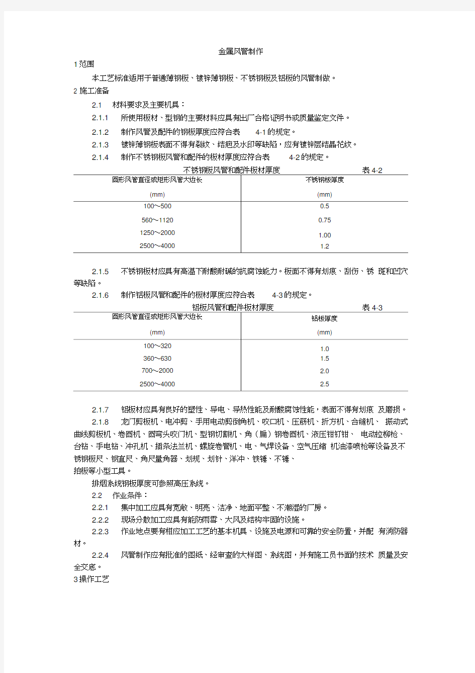 金属风管制作施工工艺