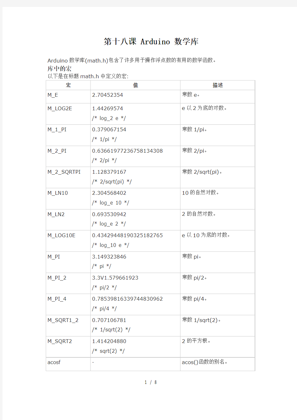 第十八课Arduino教程Arduino数学库