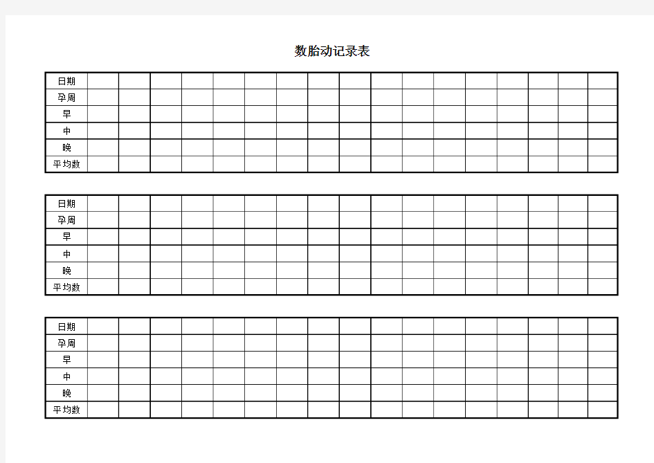 数胎动记录表