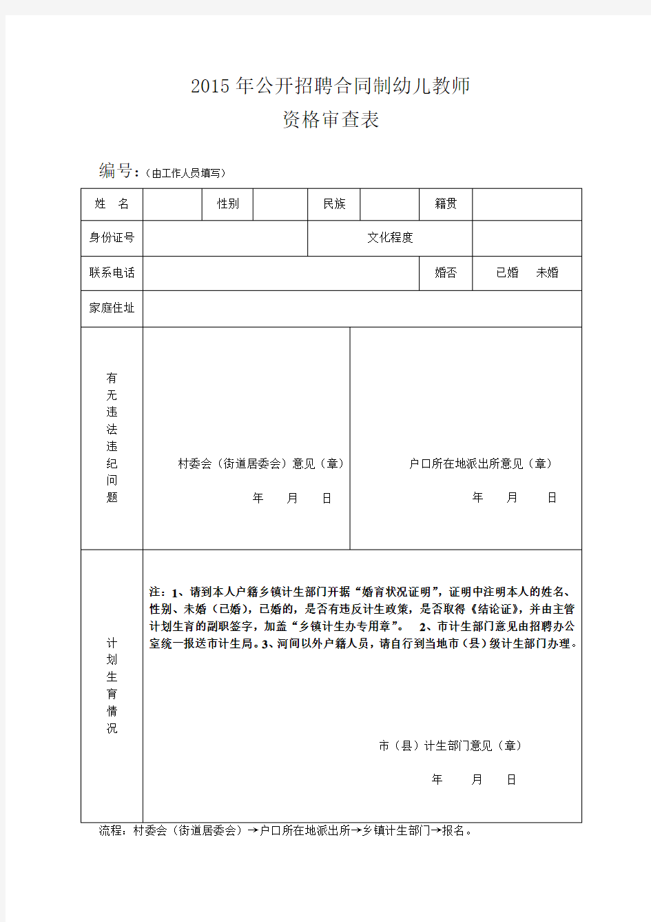 事业单位招聘工作人员政审表 范本.doc