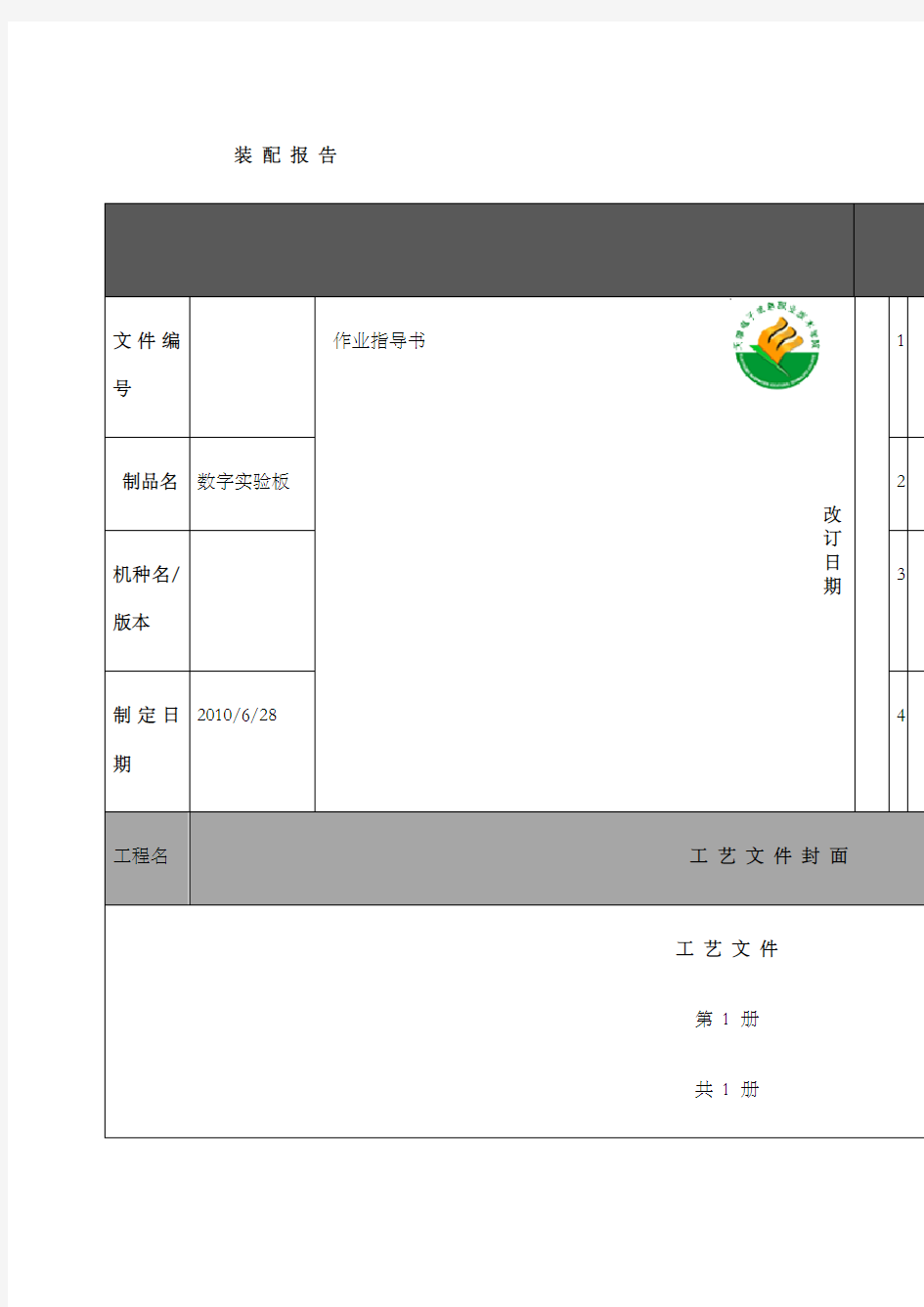 电子产品工艺作业指导书-装配报告