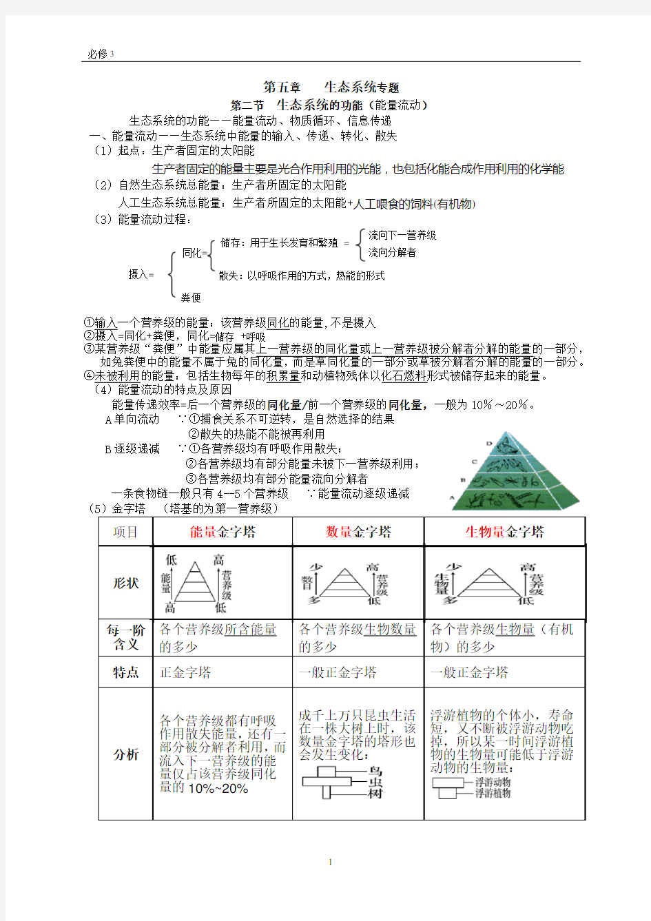 高中生物必修三 生态系统读书笔记