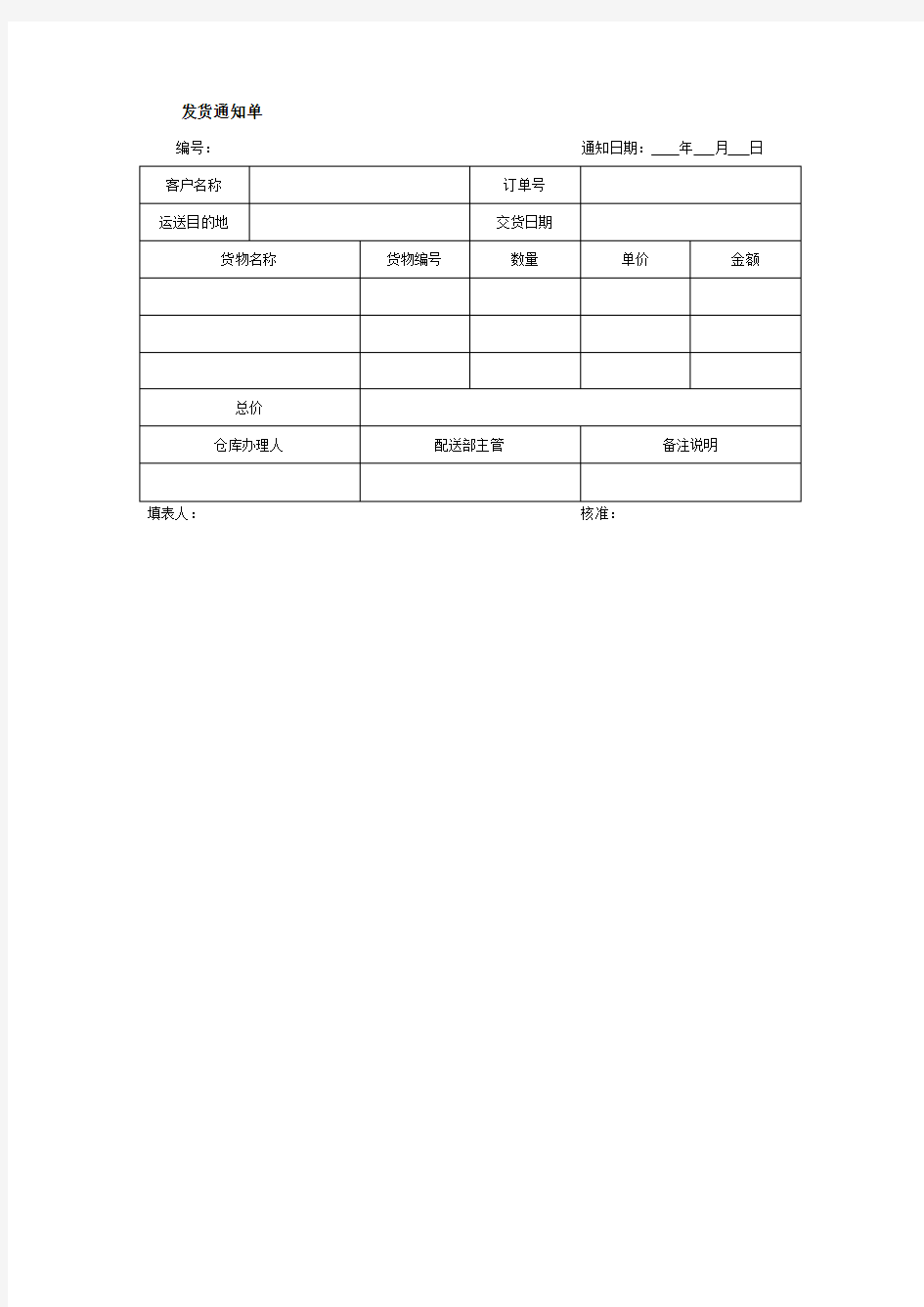 发货通知单 