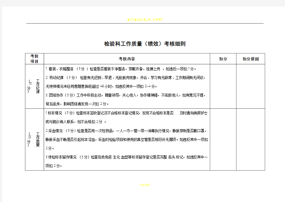 检验科绩效考核细则