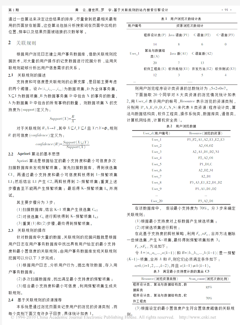 基于关联规则的站内搜索引擎设计