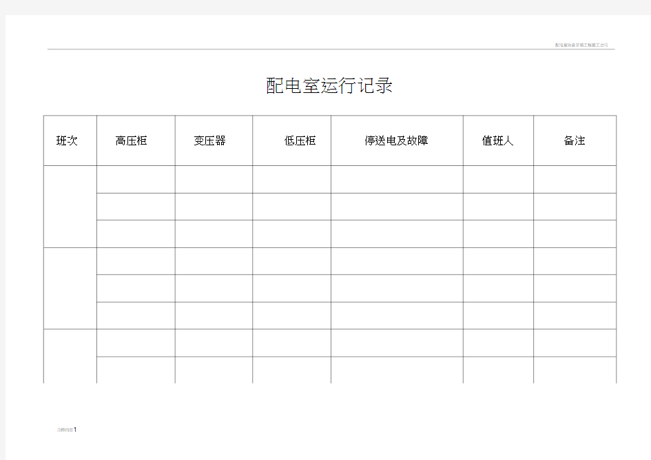 配电室运行记录