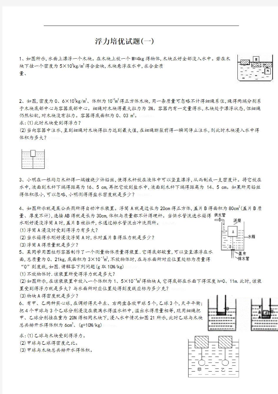 浮力培优试题