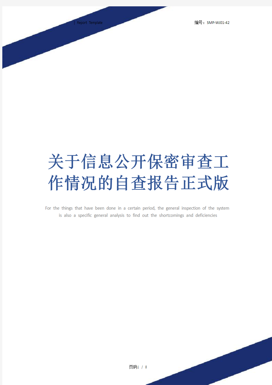 关于信息公开保密审查工作情况的自查报告正式版