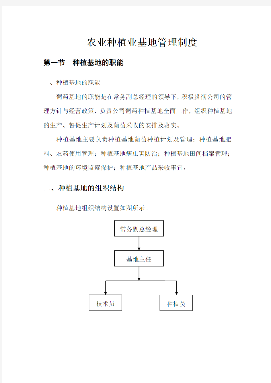 农业种植业基地管理制度