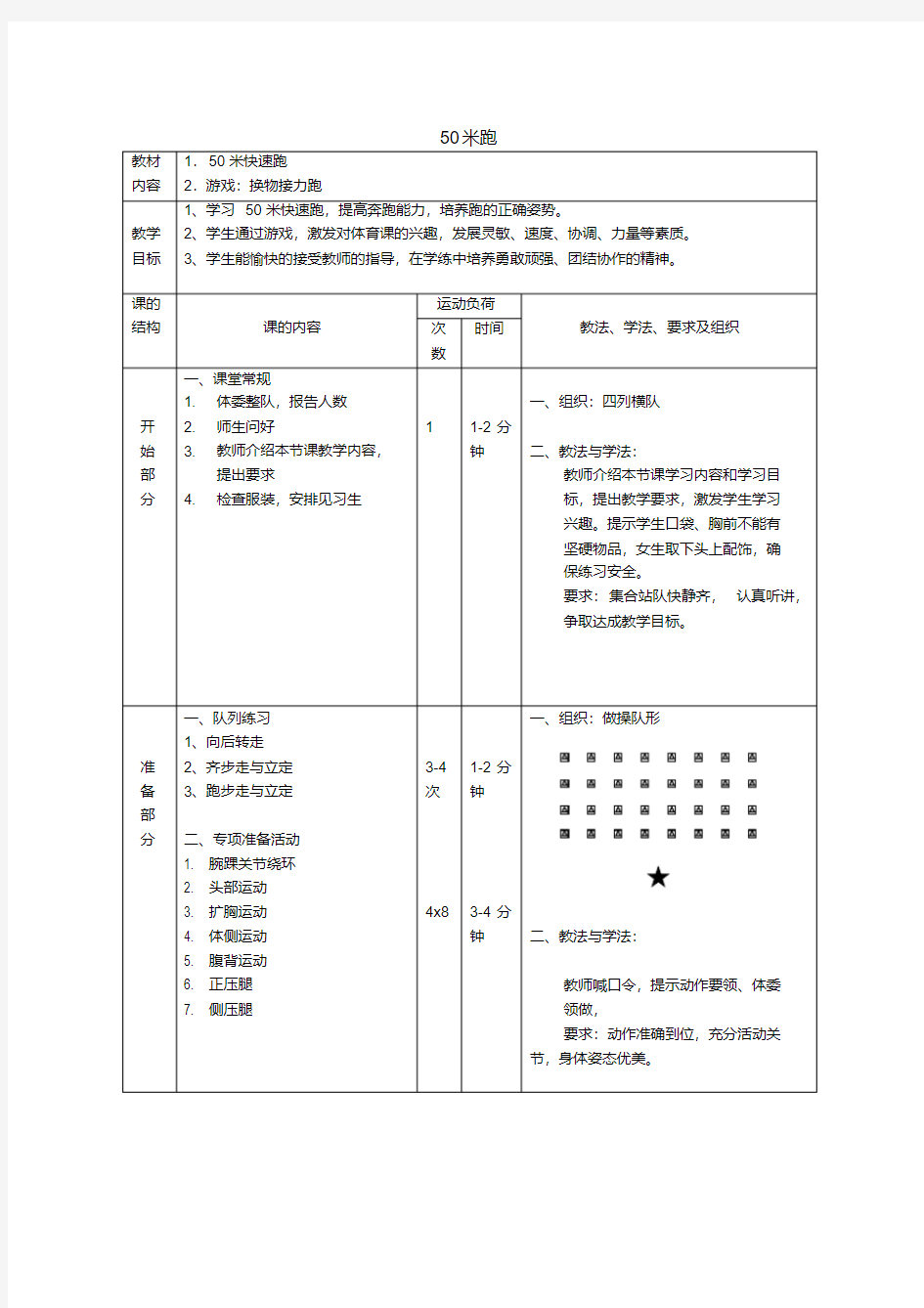 小学体育课50米快速跑教案.pdf