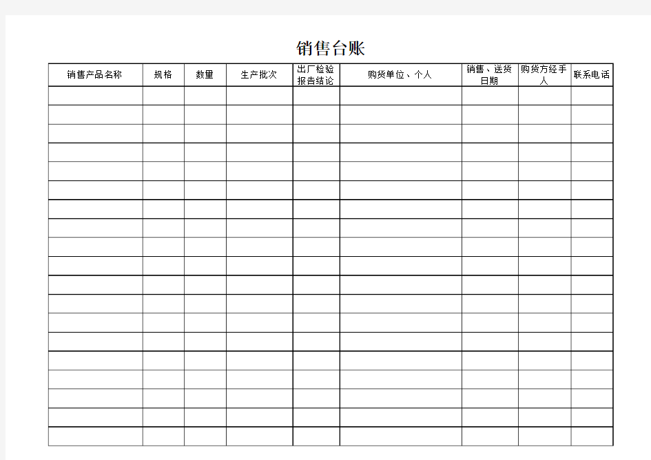 食品销售台账