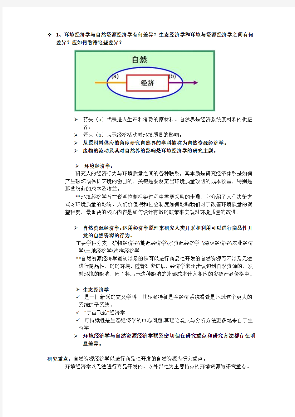 环境资源经济学  思考题