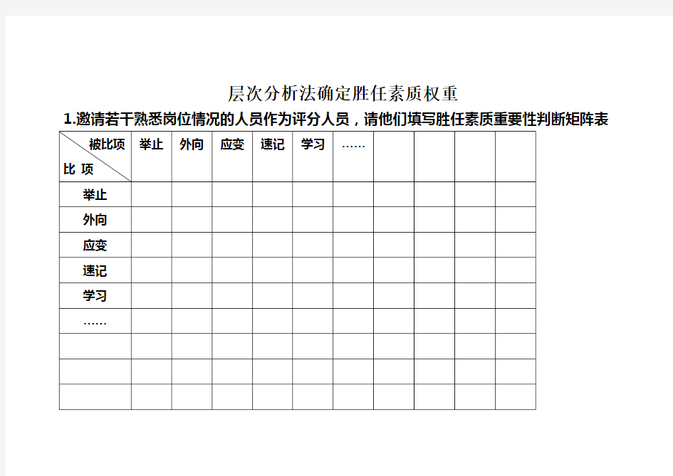 层次分析法确定权重步骤说明