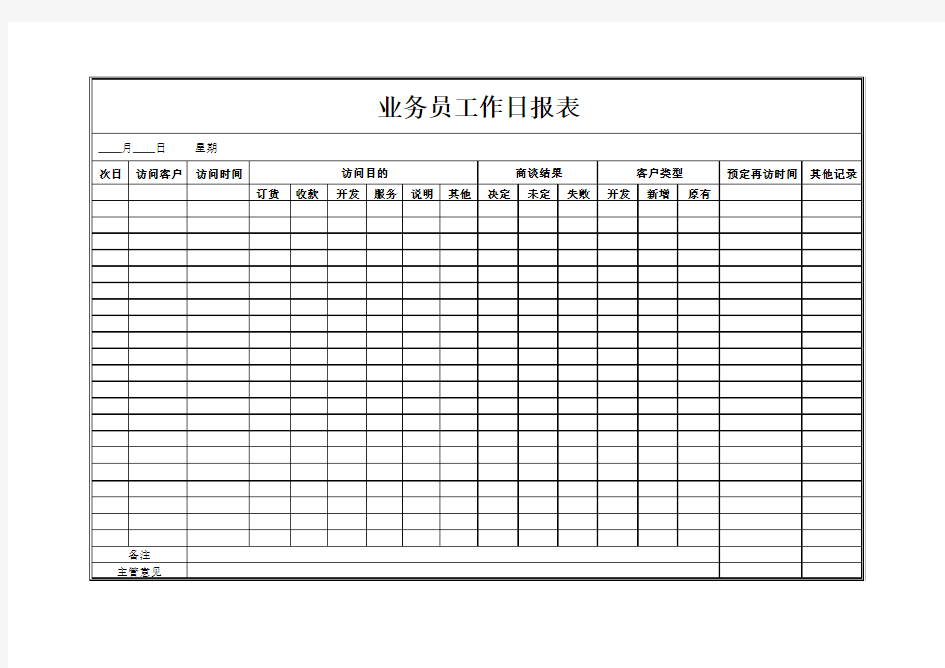 业务员工作日报表