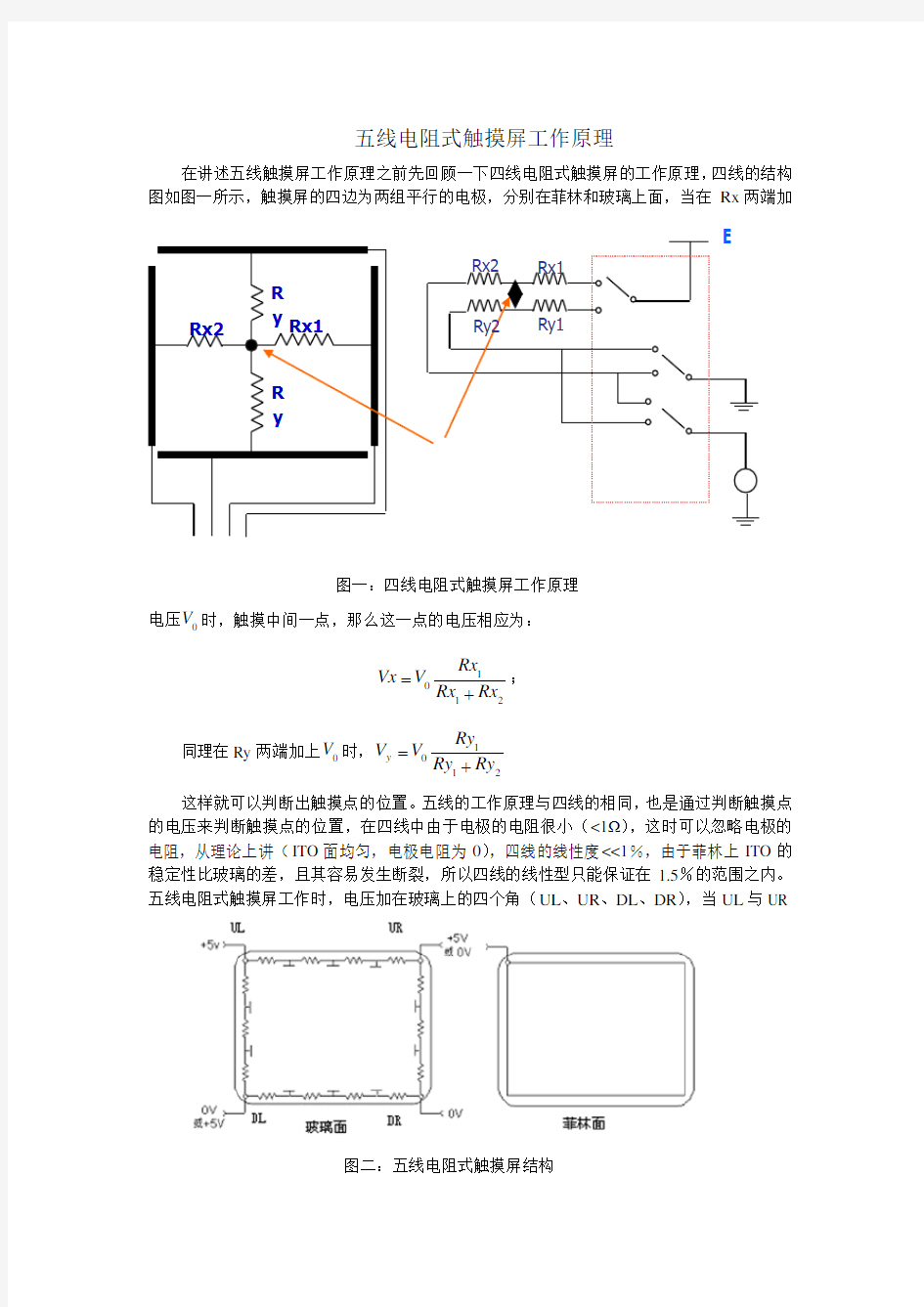 五线电阻式触摸屏工作原理