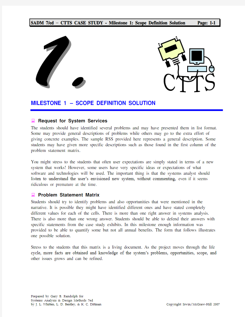 Case Study CTTS - Milestone 01 Scope Definition Solution