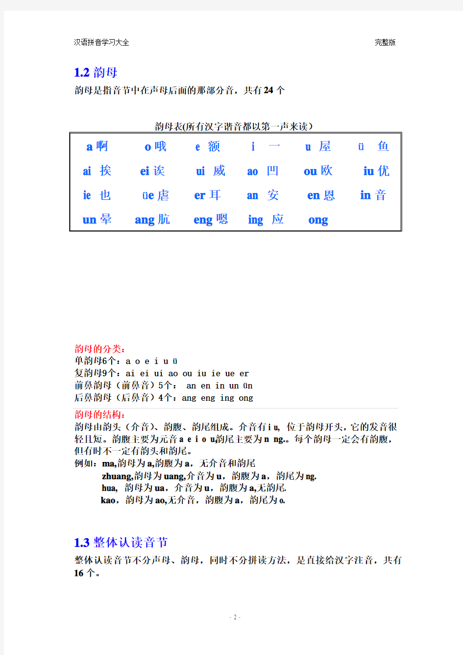 汉语拼音学习大全   完整版
