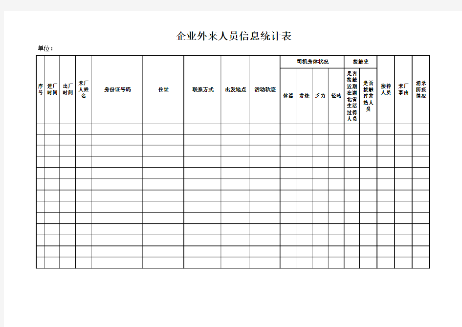 企业外来人员信息统计表-疫情防控【推荐】