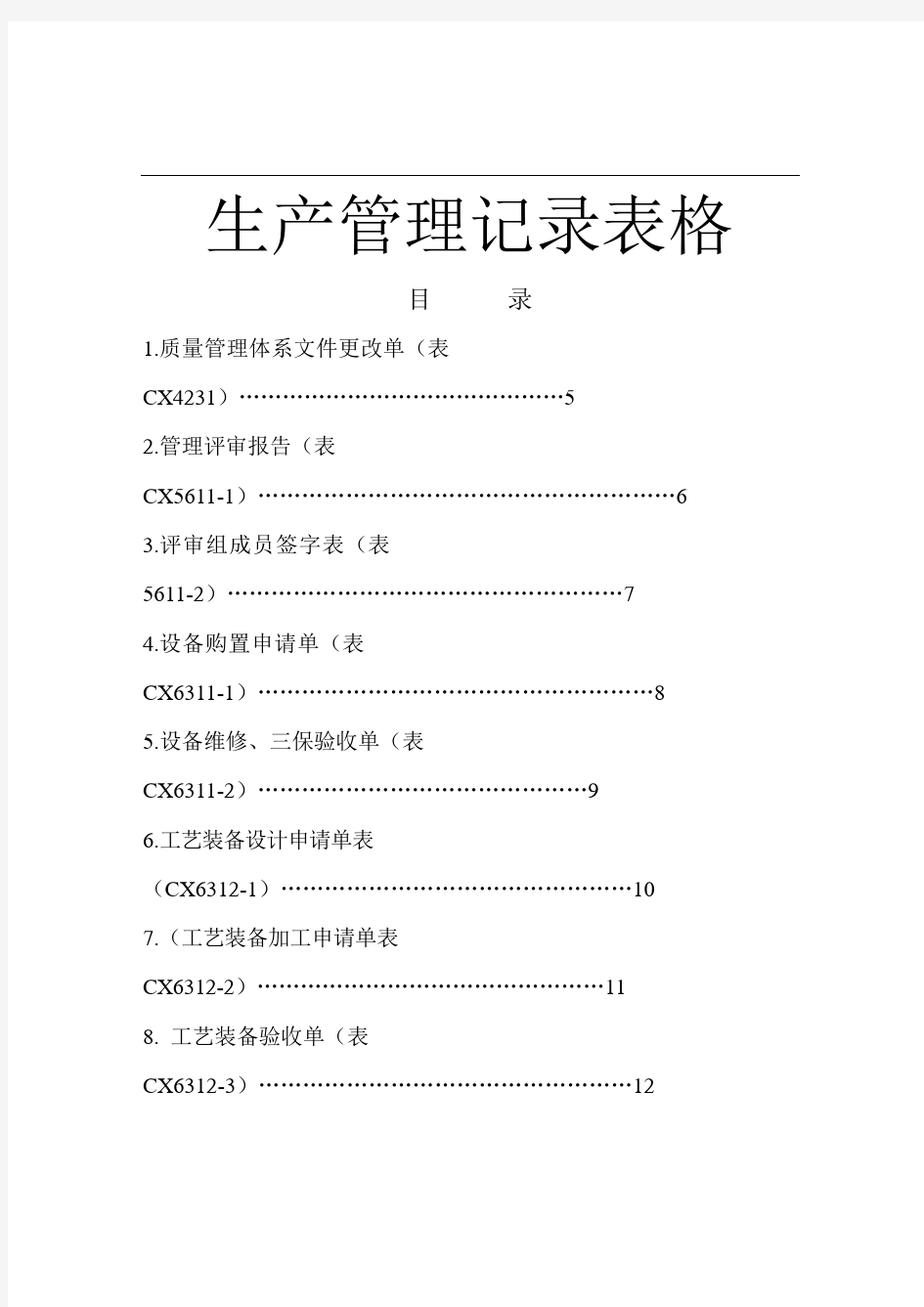 生产管理记录表格大全21722