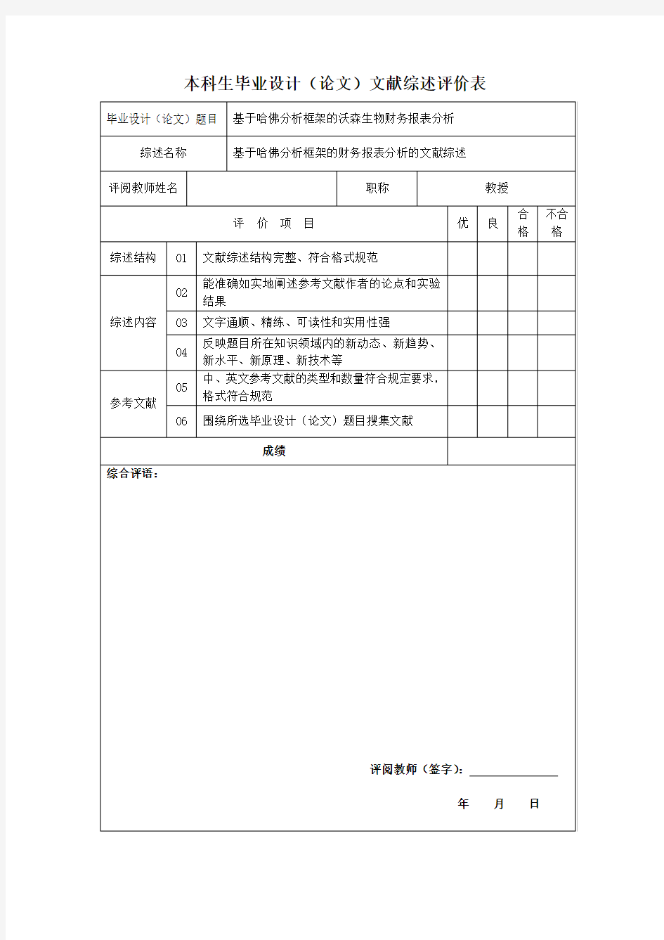 基于哈佛分析框架的财务报表分析的文献综述