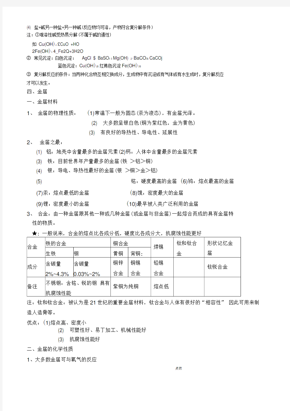 (完整版)初三化学酸碱盐知识点总结