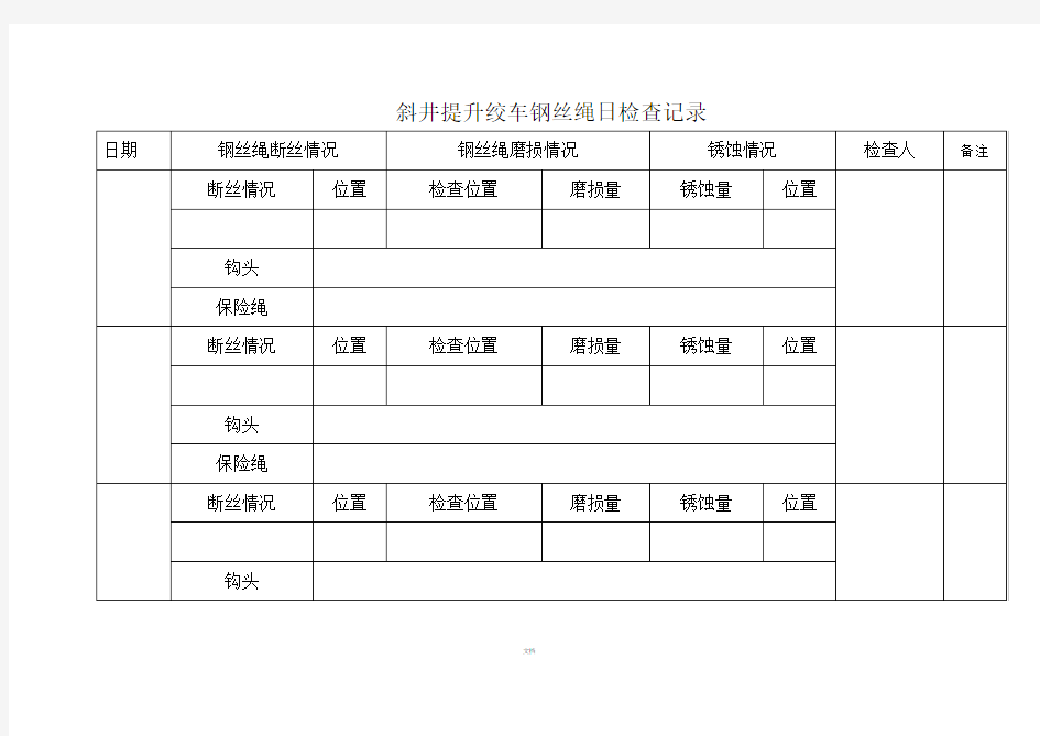 煤矿机电各种记录表