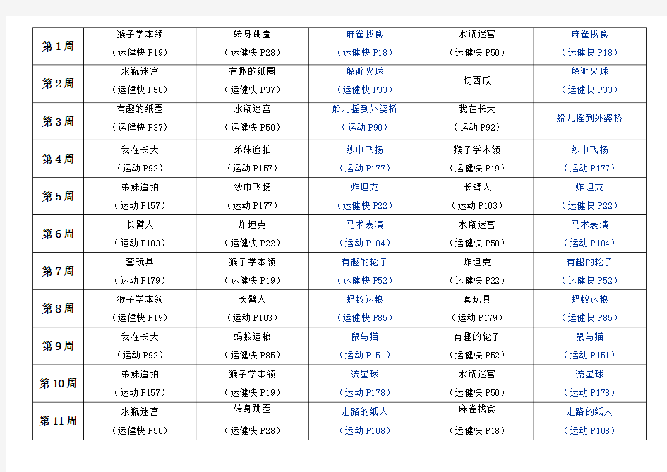 中班户外运动集体游戏安排