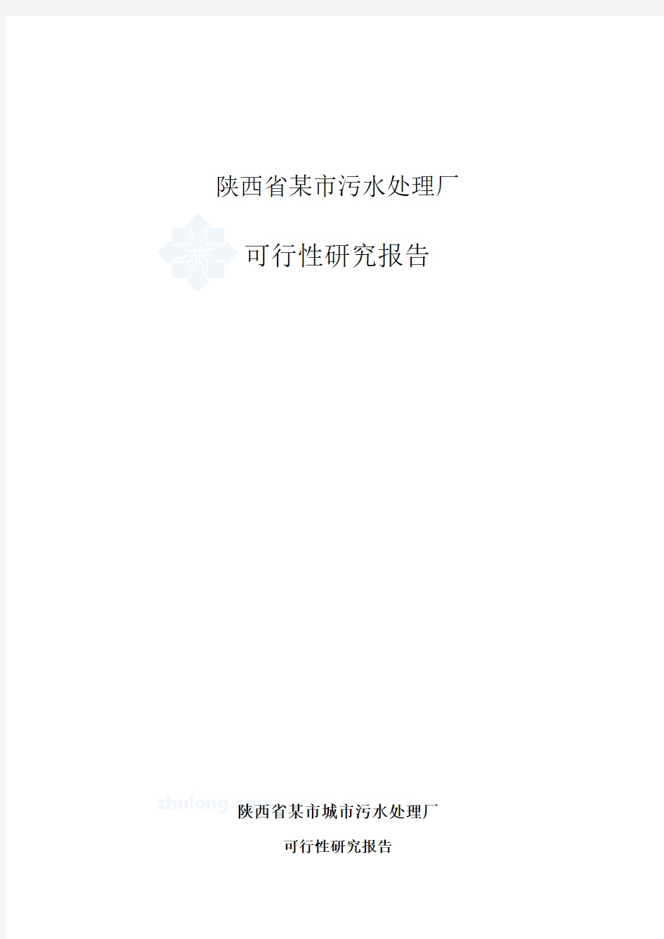 污水处理厂可行性研究报告