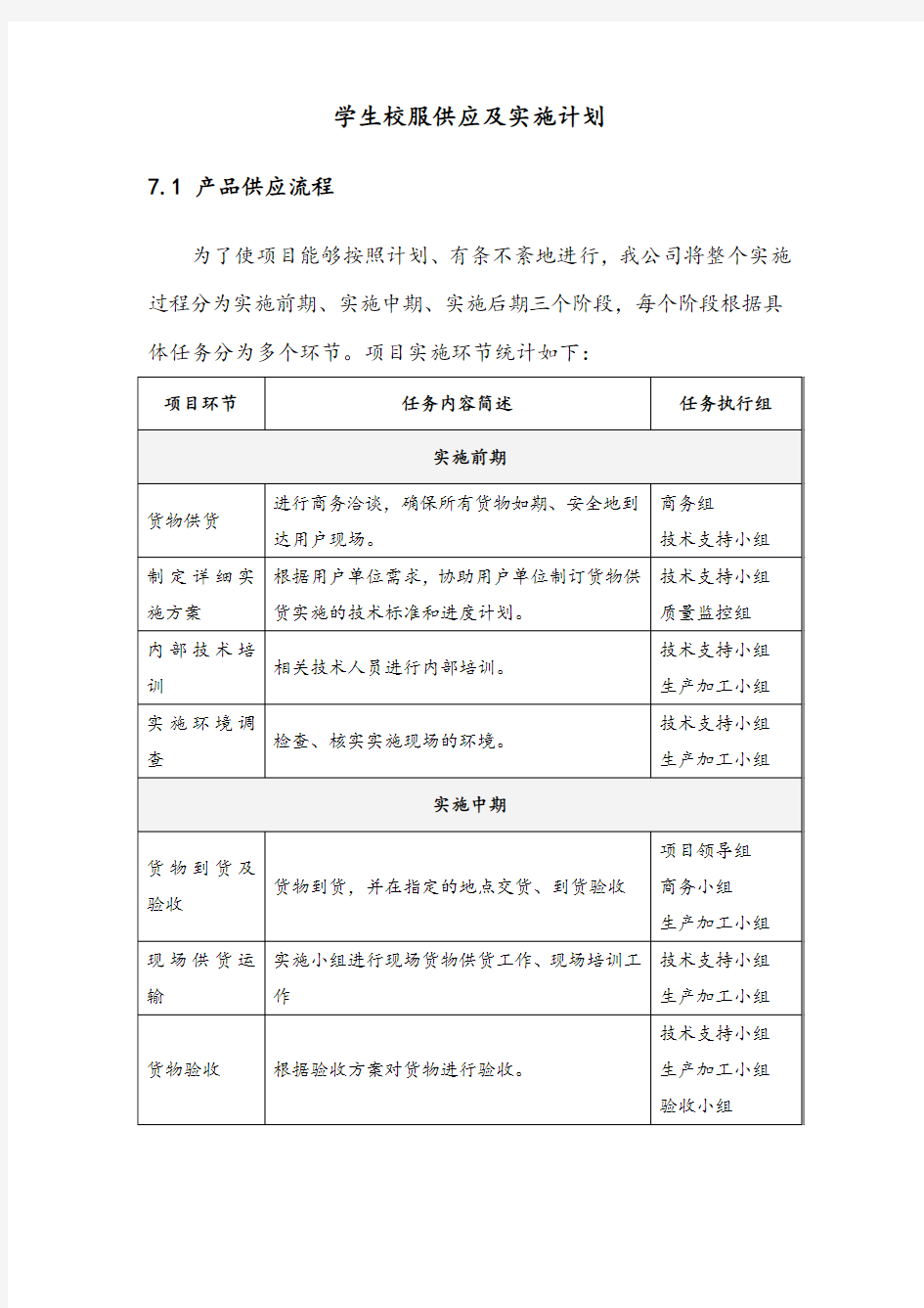 学生校服供应及实施计划