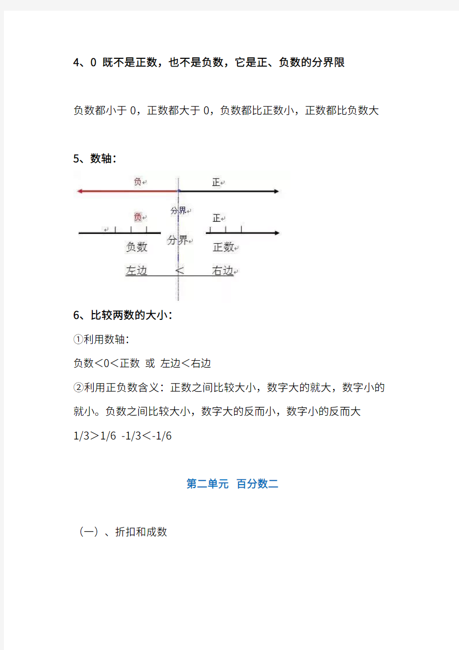 人教版六年级数学下册期中知识点