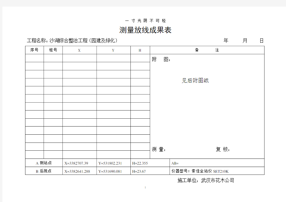 测量放线成果表.doc