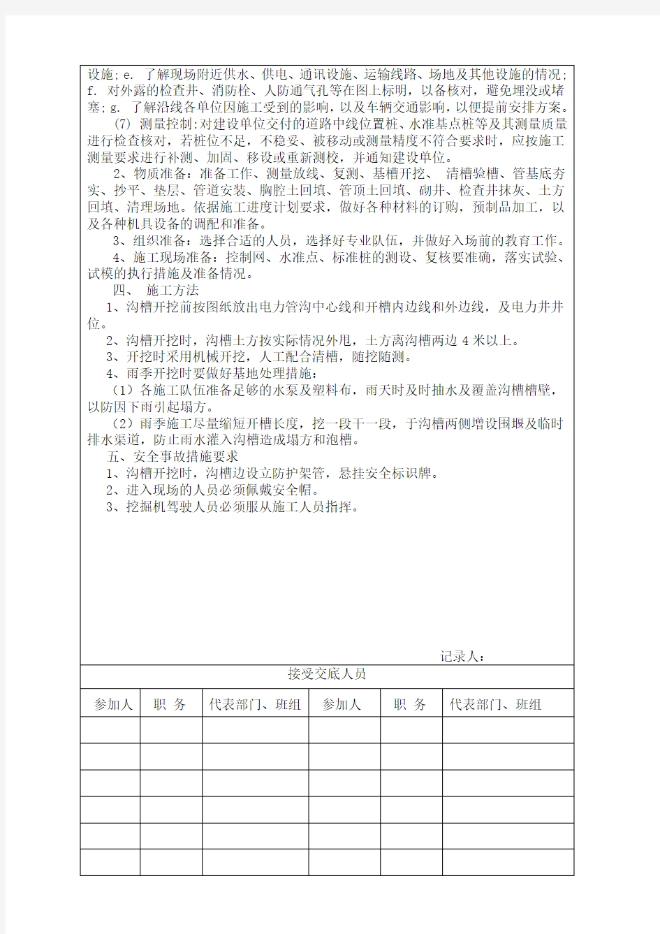 管沟工程施工技术交底