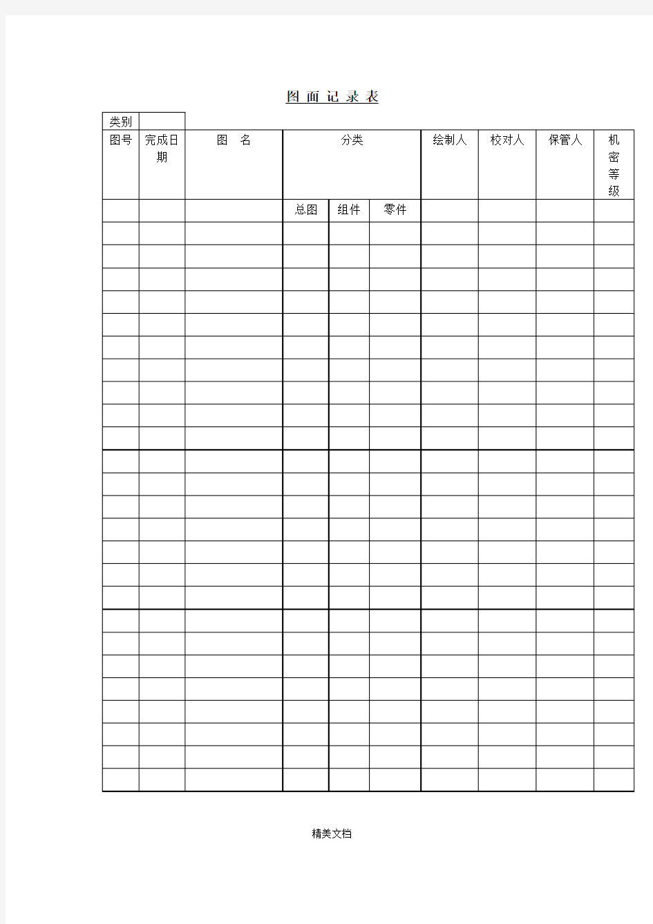 图面分类管理记录表