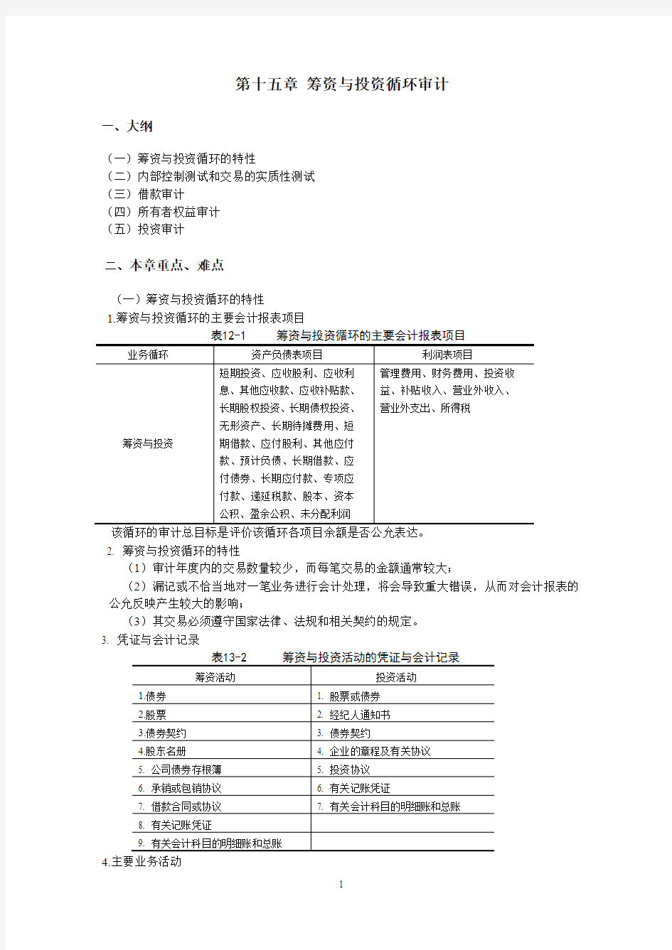 第十五章 筹资与投资循环审计