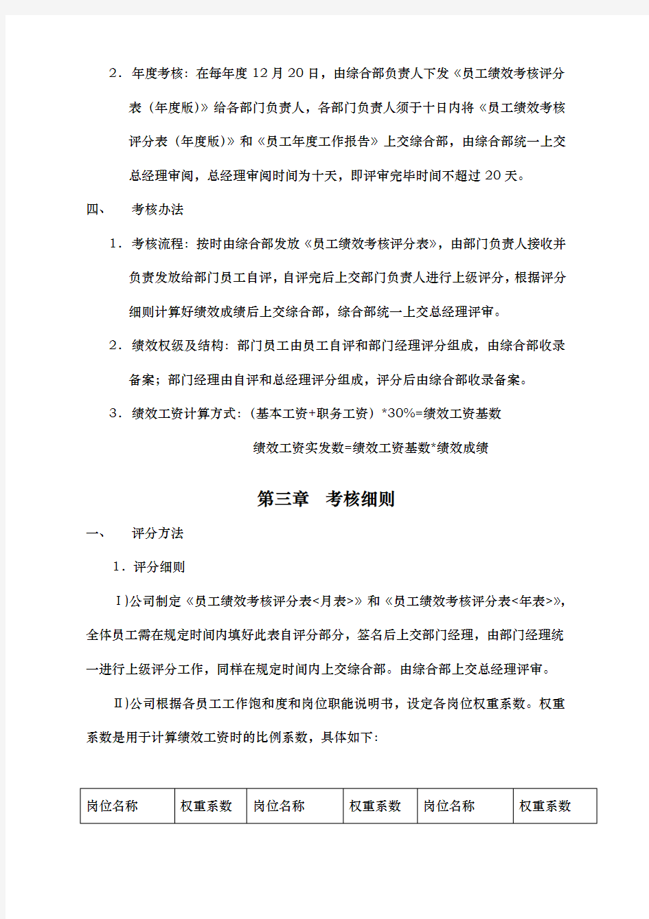 公司绩效考核管理办法与细则