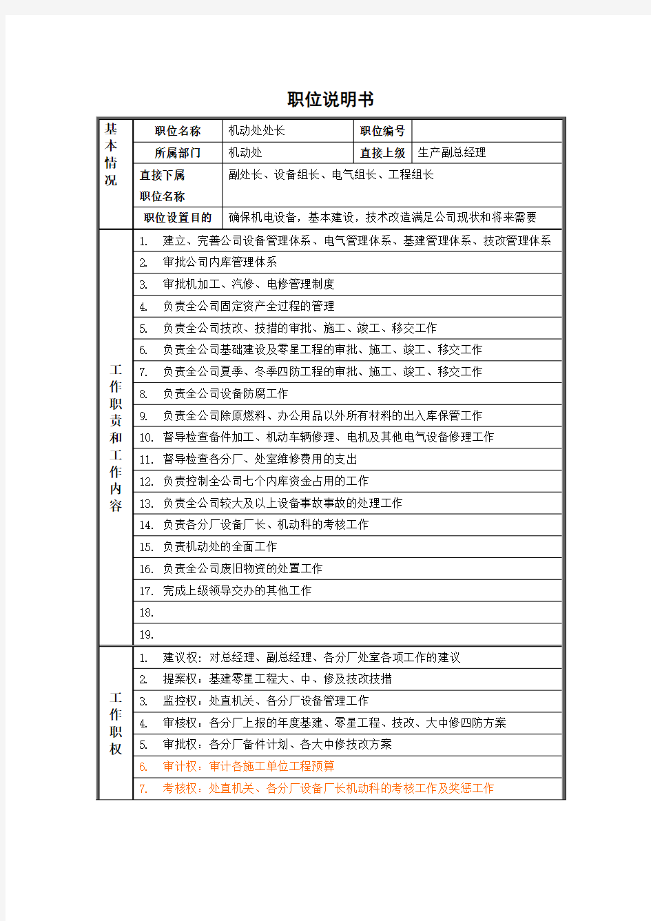 德龙钢铁-各处长职位说明书