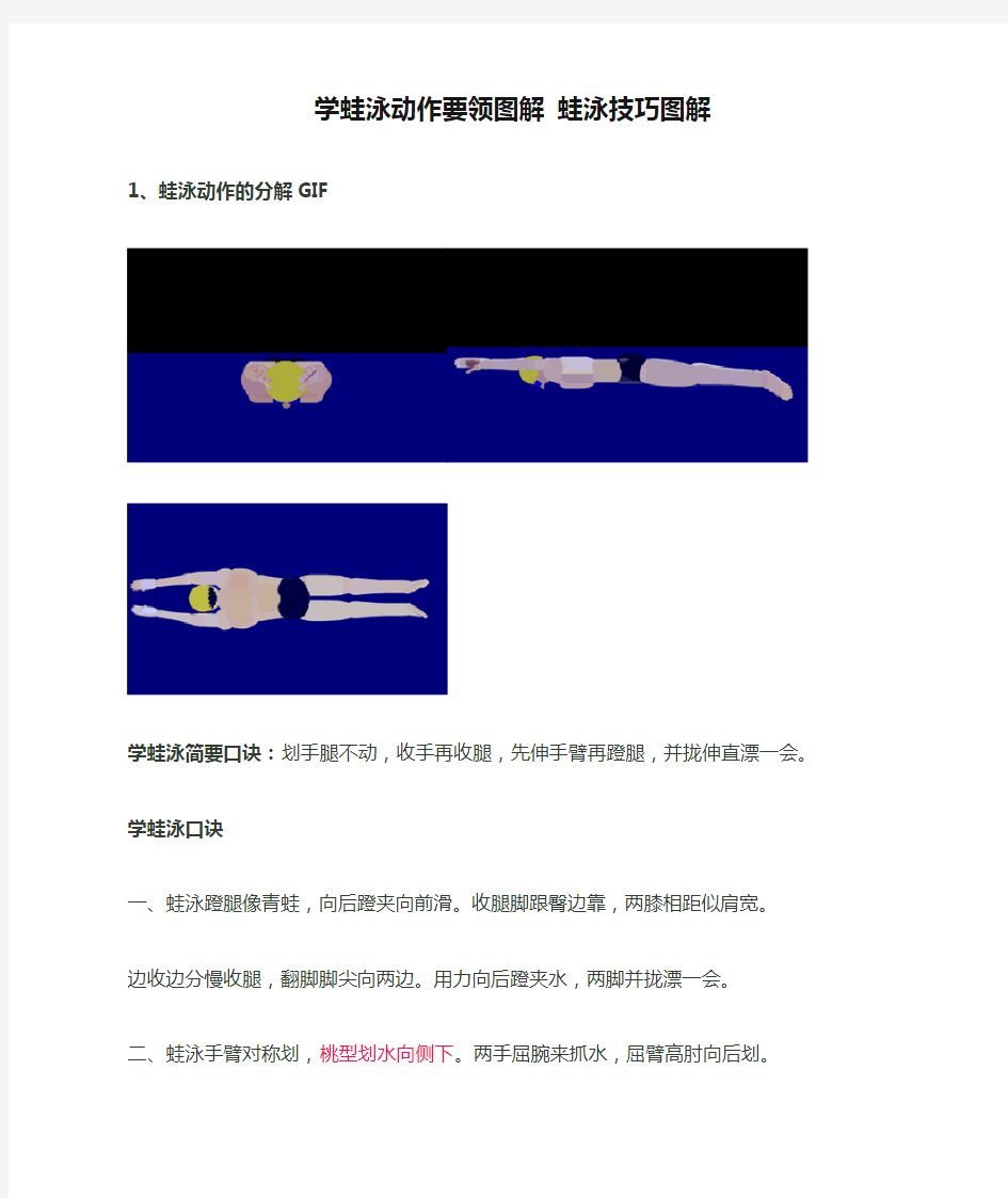 学蛙泳动作要领图解 蛙泳技巧图解