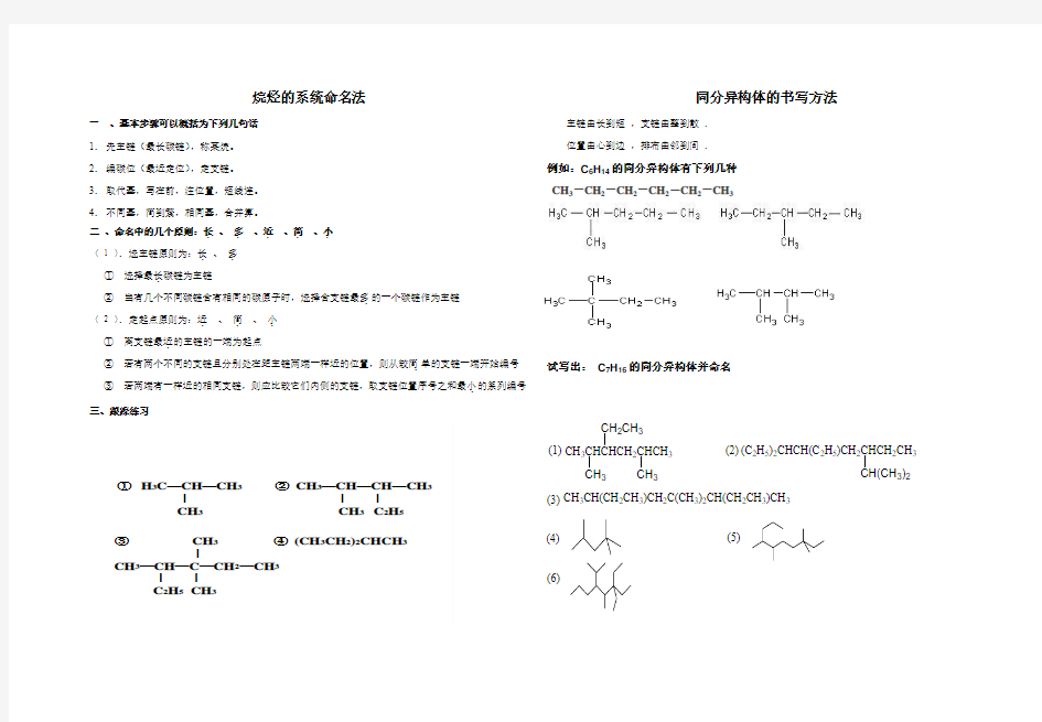 烷烃的系统命名法