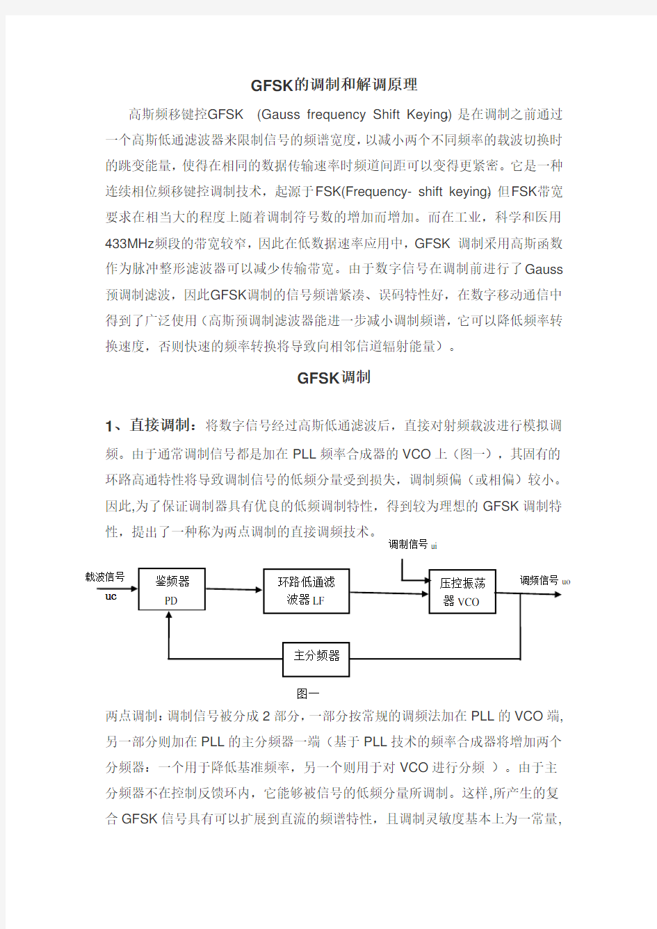 GFSK的调制解调原理