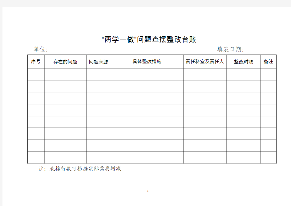 “两学一做”问题查摆整改台账