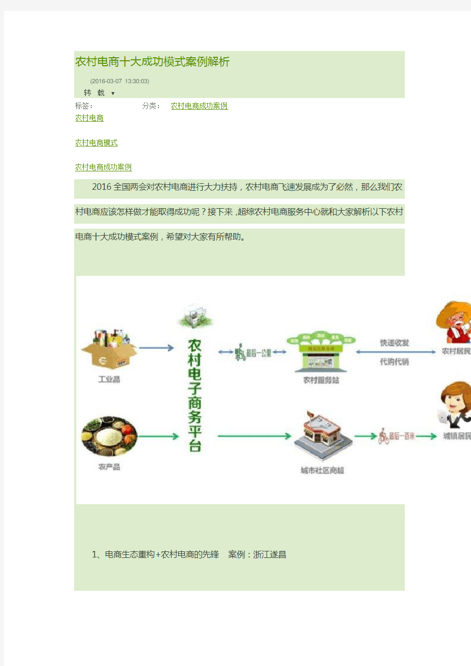 农村电商十大成功模式案例解析