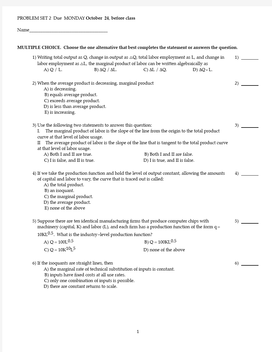 SOLUTION_Problem Set II_Fall 2011