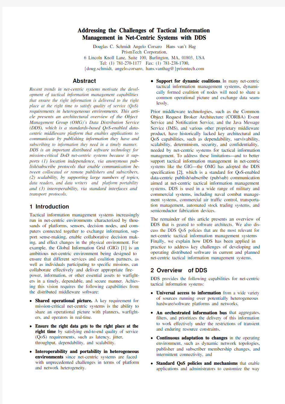 Addressing the Challenges of Tactical Information Management in Net-Centric Systems with DD