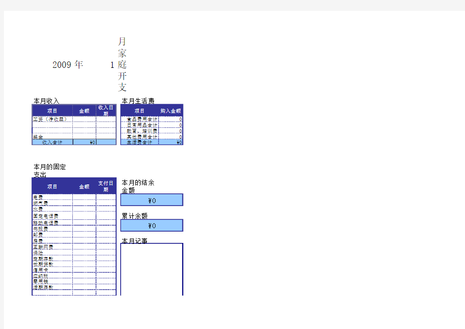 家庭开支明细表