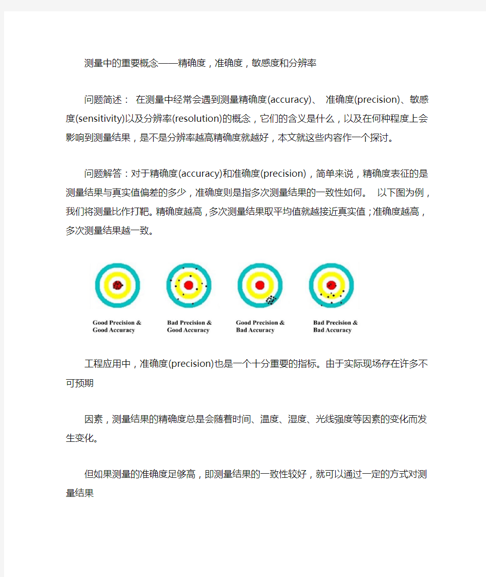 测量中的重要概念——精确度,准确度,敏感度和分辨率