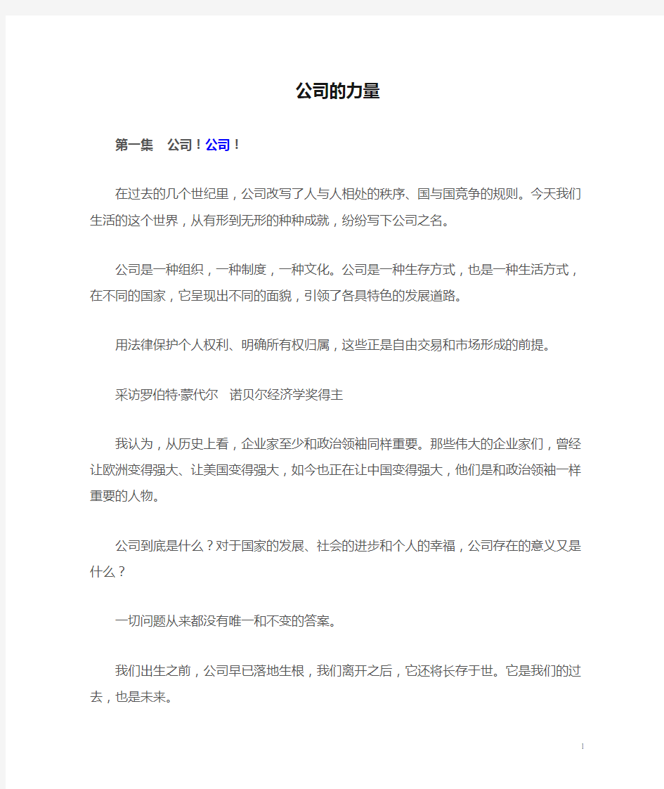 公司的力量经典解说词