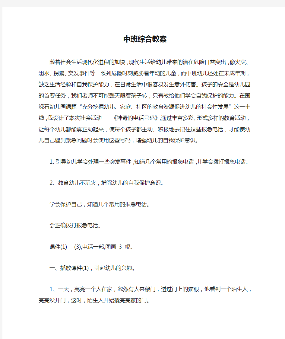 中班综合教案