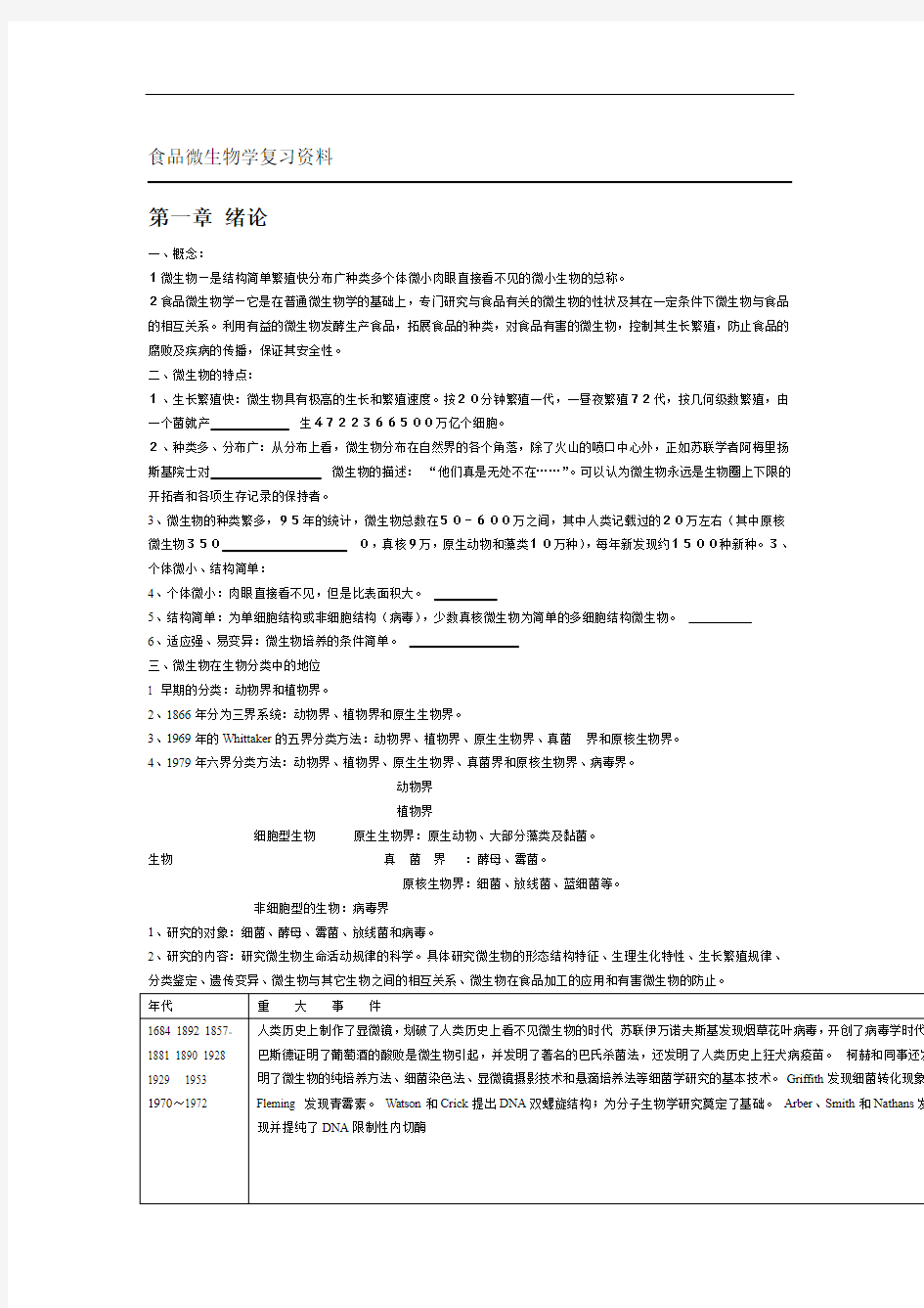 食品微生物学 重点 考点汇总