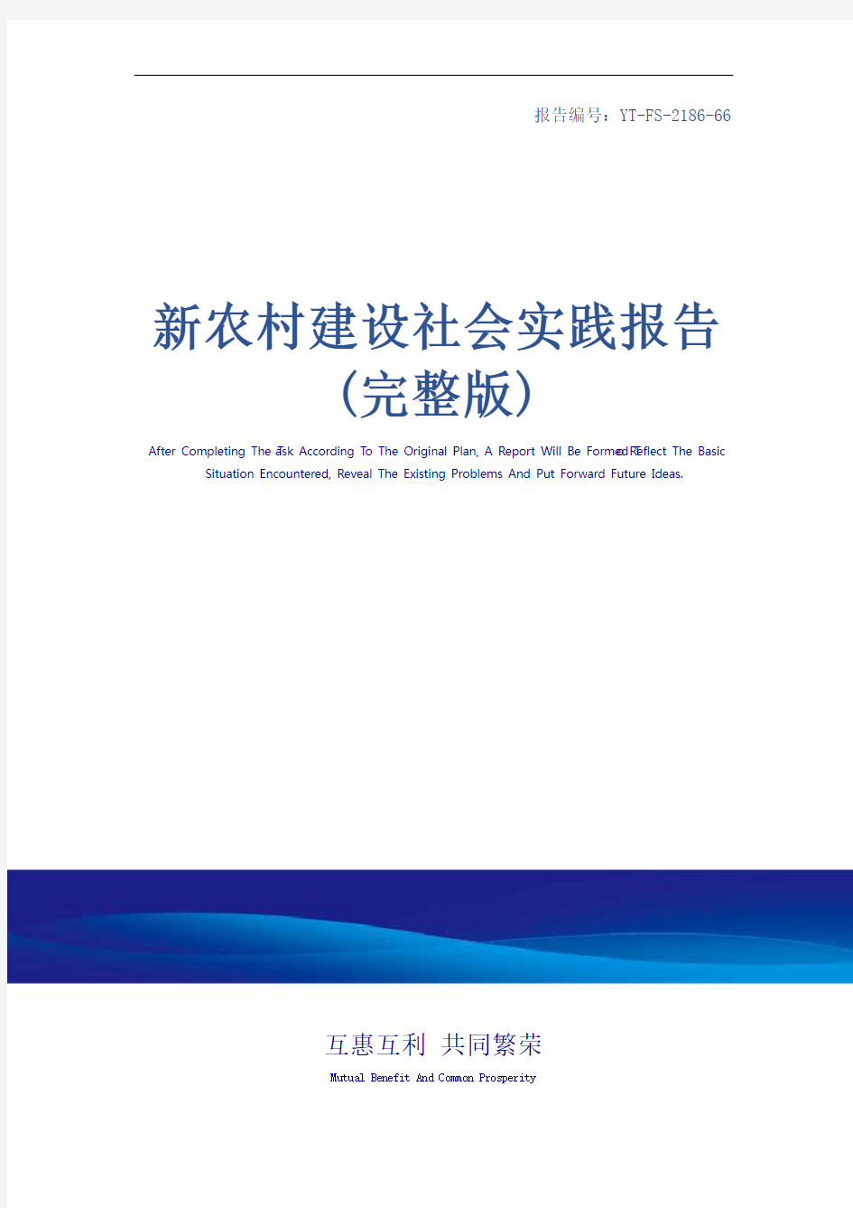 新农村建设社会实践报告(完整版)