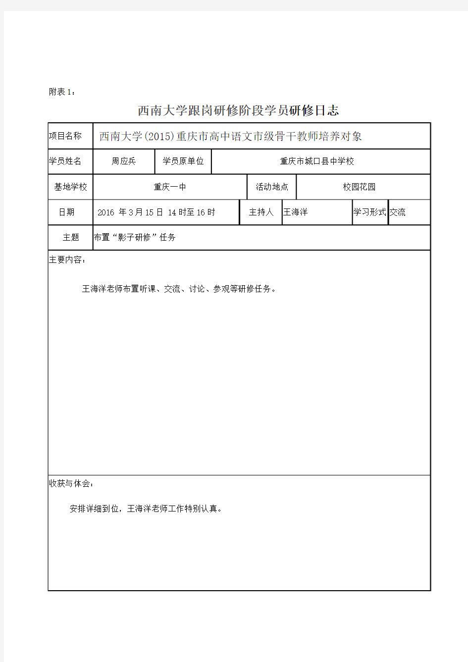 跟岗研修日志分析